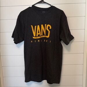 Vans Men's Charcoal Tee with Vibrant Yellow Print